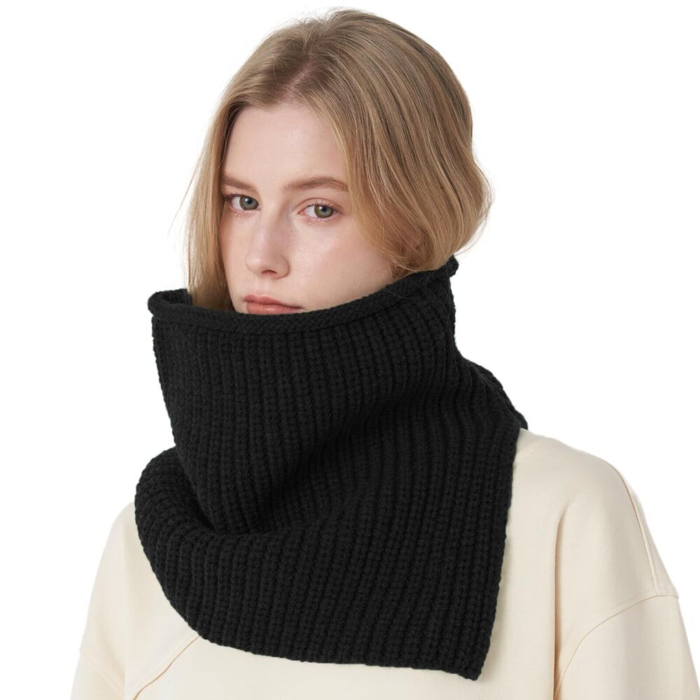 Winter Warm Solid Thick Knit Scarf For Women Infi… - image 2